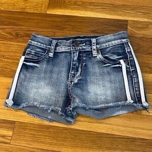 Contraband Girls Blue Denim Shorts With White Stripes Size 12